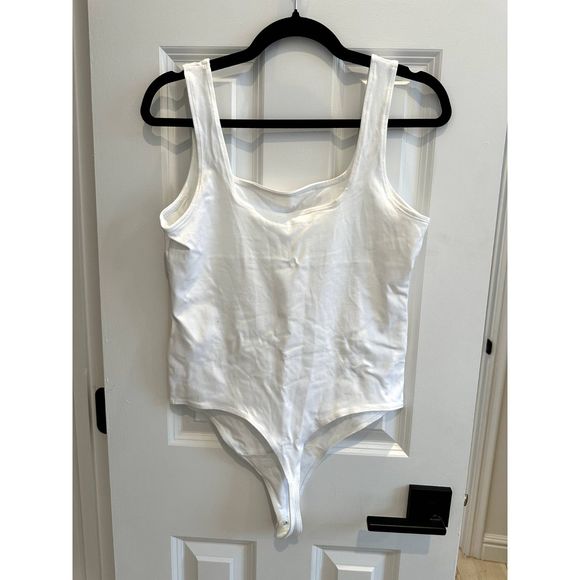 Abercrombie & Fitch Tops - Abercrombie Super Soft White Square Neck Thong Style Body Suit Size Large
